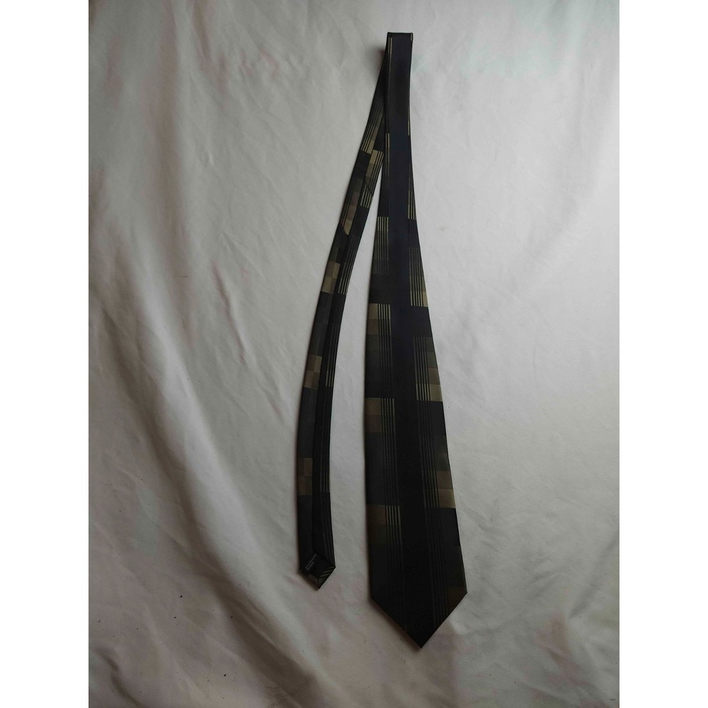 Giorgio Bissoni Geometric Woven Tie Mens One Size Black Green Preppy Academia